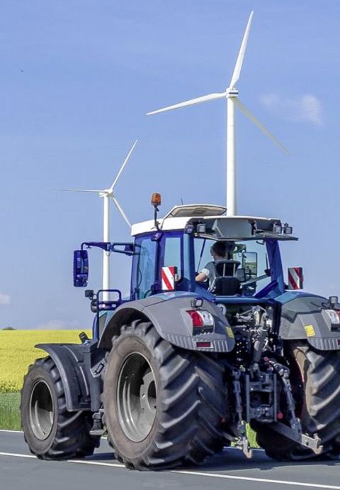 tractos and wind turbines with hydraulic components